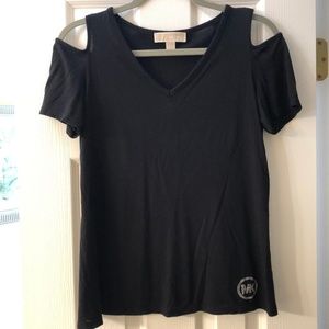 Michael Kors Cold Shoulder Black Top